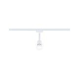 Modern white metal LED spotlight on track system for flexible room lighting