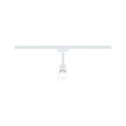 Modern white metal LED spotlight on track system for flexible room lighting