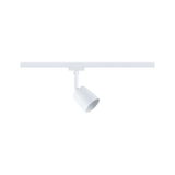 Modern white metal LED spotlight on track system for flexible room lighting solutions