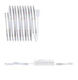 White LED strip light with power supply and plug, flexible indoor lighting solution