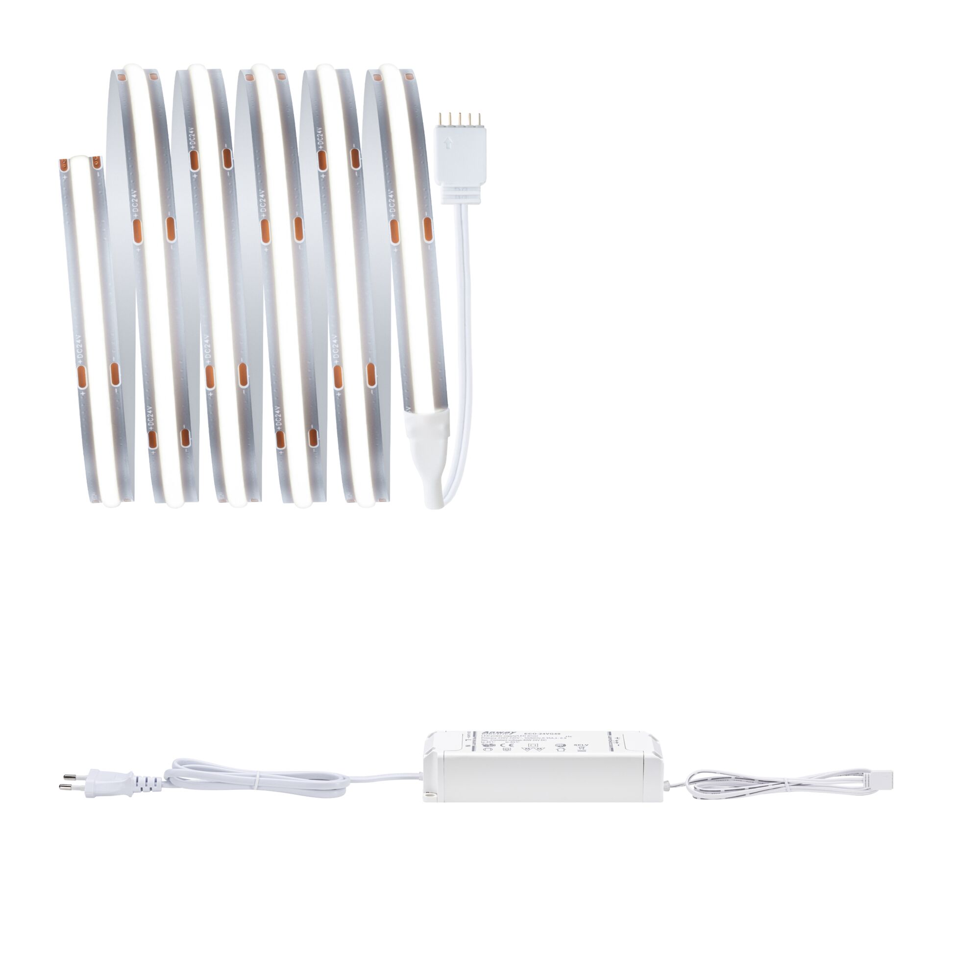 MaxLED 1000 Listwy LED Zestaw podstawowy COB 1,5m Światło dzienne białe 18W 1280lm/m 6500K 40VA White LED strip light with power supply and plug, flexible indoor lighting solution