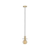 Brass pendant lamp with black cord and visible bulb, ideal for modern interior lighting