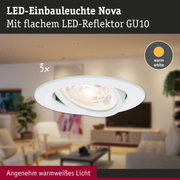 Weiße LED-Einbauleuchte Nova mit flachem LED-Reflektor GU10 und warmweißem Licht für Wohnräume