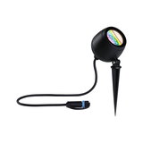 Black LED garden spotlight with ground spike and cable for outdoor lighting and landscape illumination