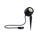 Black LED garden spotlight with ground spike and cable for outdoor lighting and landscape illumination