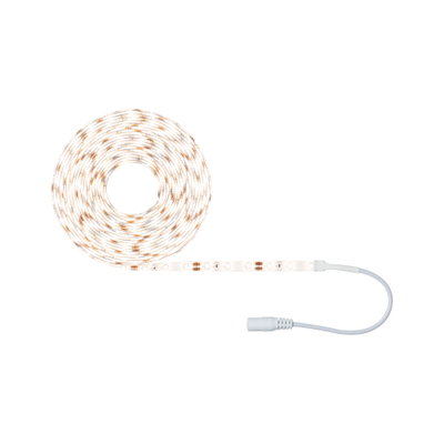 Flexible warm white LED strip light with white connector cable for versatile lighting solutions