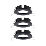 Trois cadres encastrés noirs en métal avec clips ressort pour spots LED, éclairage économique