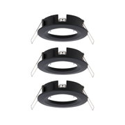 Black metal recessed spotlight with spring clips for LED ceiling installation