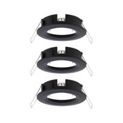 Black metal recessed spotlight with spring clips for LED ceiling installation