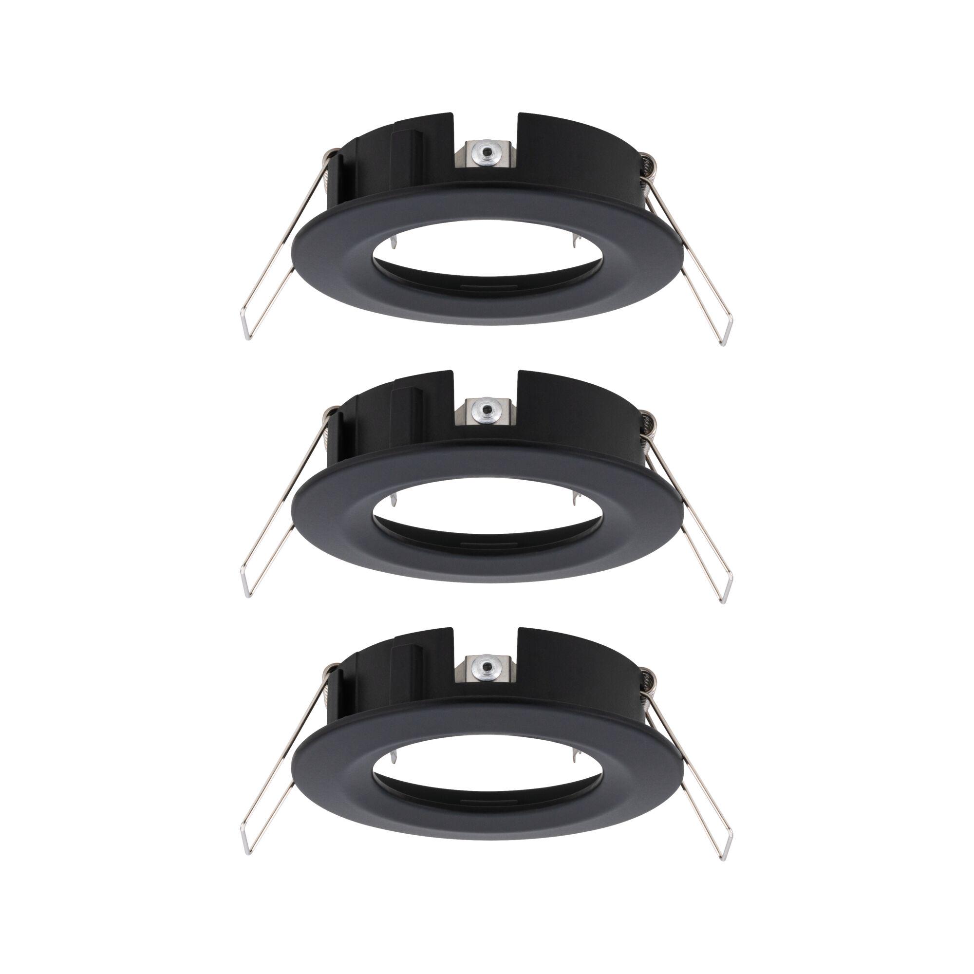 Black metal recessed spotlight with spring clips for LED ceiling installation