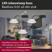Witte LED-inbouwlampen Suon met naadloos licht en 30 mm inbouwdiepte voor 230 V aansluiting