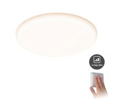 Runde LED-Deckenleuchte in Weiß mit 3-Stufen-Dimmfunktion und Wandtaster für Wohnräume.