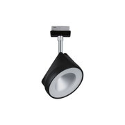 Schwarze LED-Spotleuchte mit silbernem Reflektor und verchromtem Stab für moderne Innenbeleuchtung