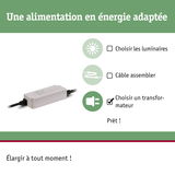 Transformateur blanc pour éclairage LED avec câble pour alimentation en énergie