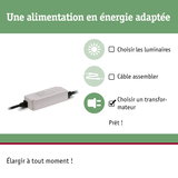 Transformateur blanc pour éclairage LED avec câble pour alimentation en énergie