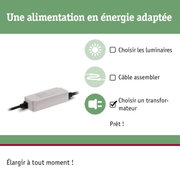 Transformateur LED blanc avec câble pour éclairage économe en énergie et installation facile