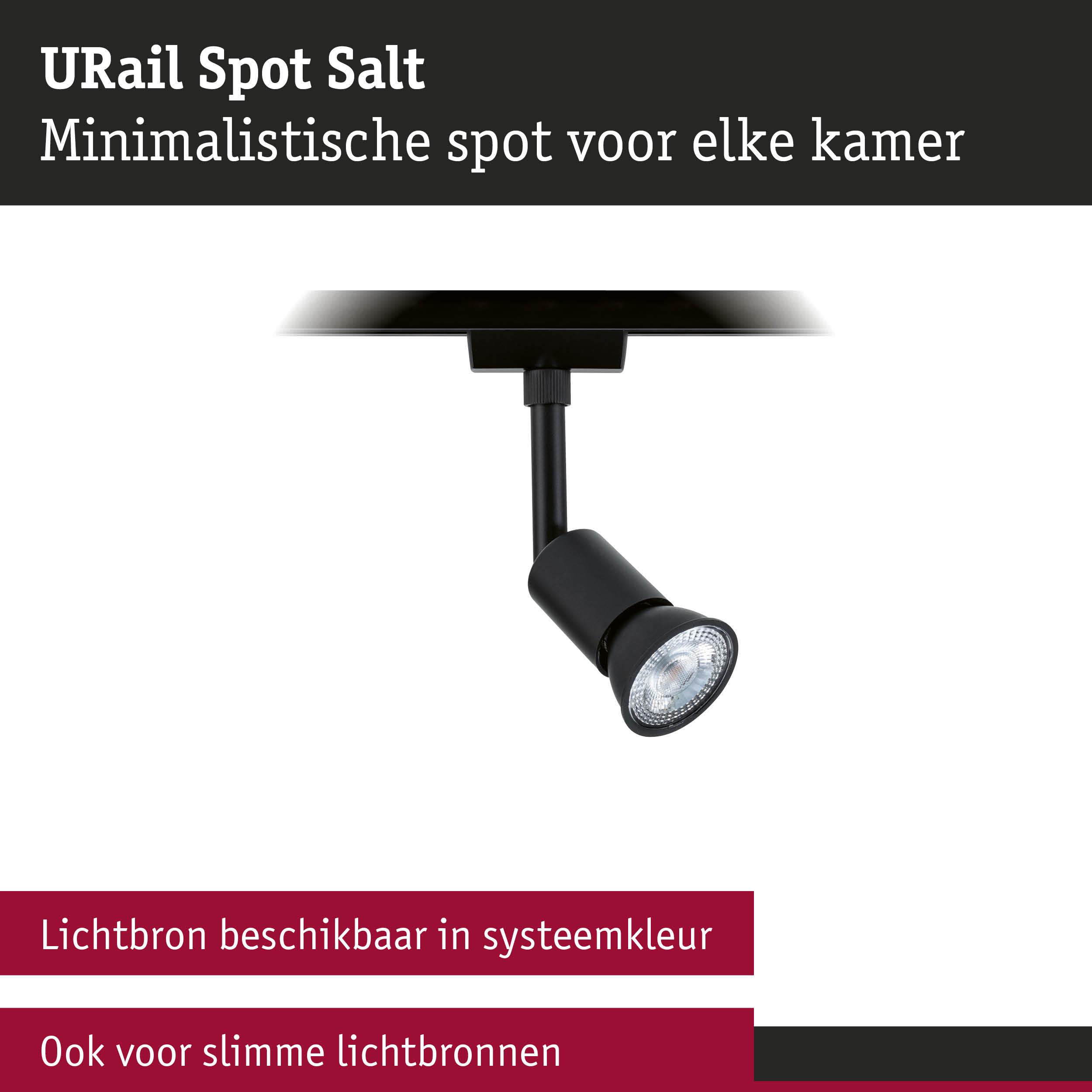 Minimalistische zwarte URail Spot Salt LED-spot voor veelzijdige kamerbelichting