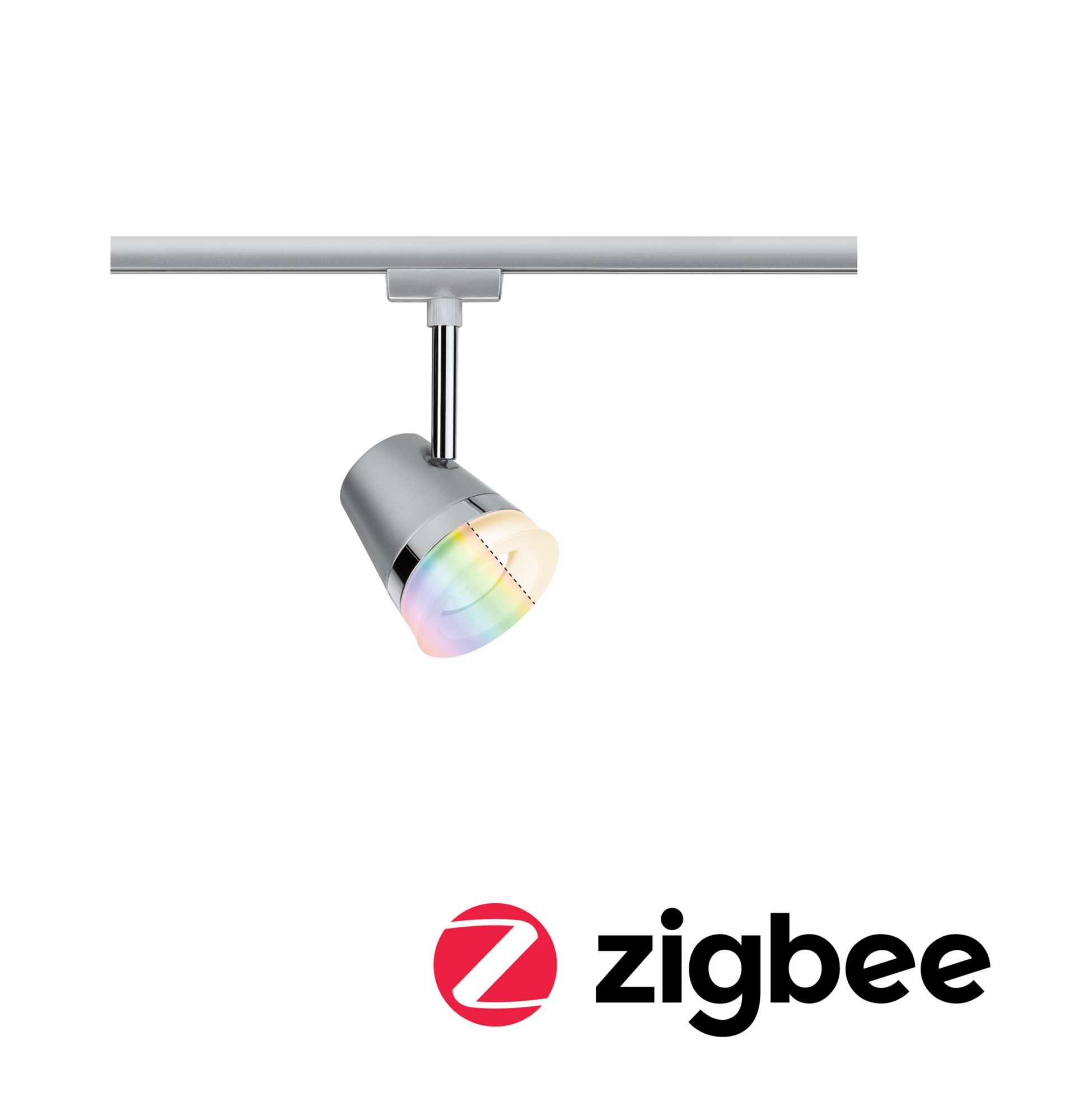 Moderne grijze metalen LED-spot met RGB-kleurwissel voor slimme verlichting