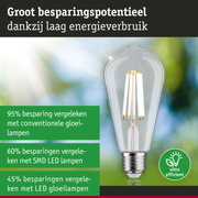 Heldere LED-gloeilamp met zilveren fitting op groen-blauwe achtergrond voor energiebesparende verlichting