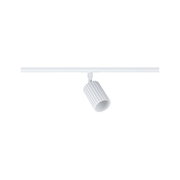 Hvid aluminium LED-spot med ribbet design på skinne til moderne belysning