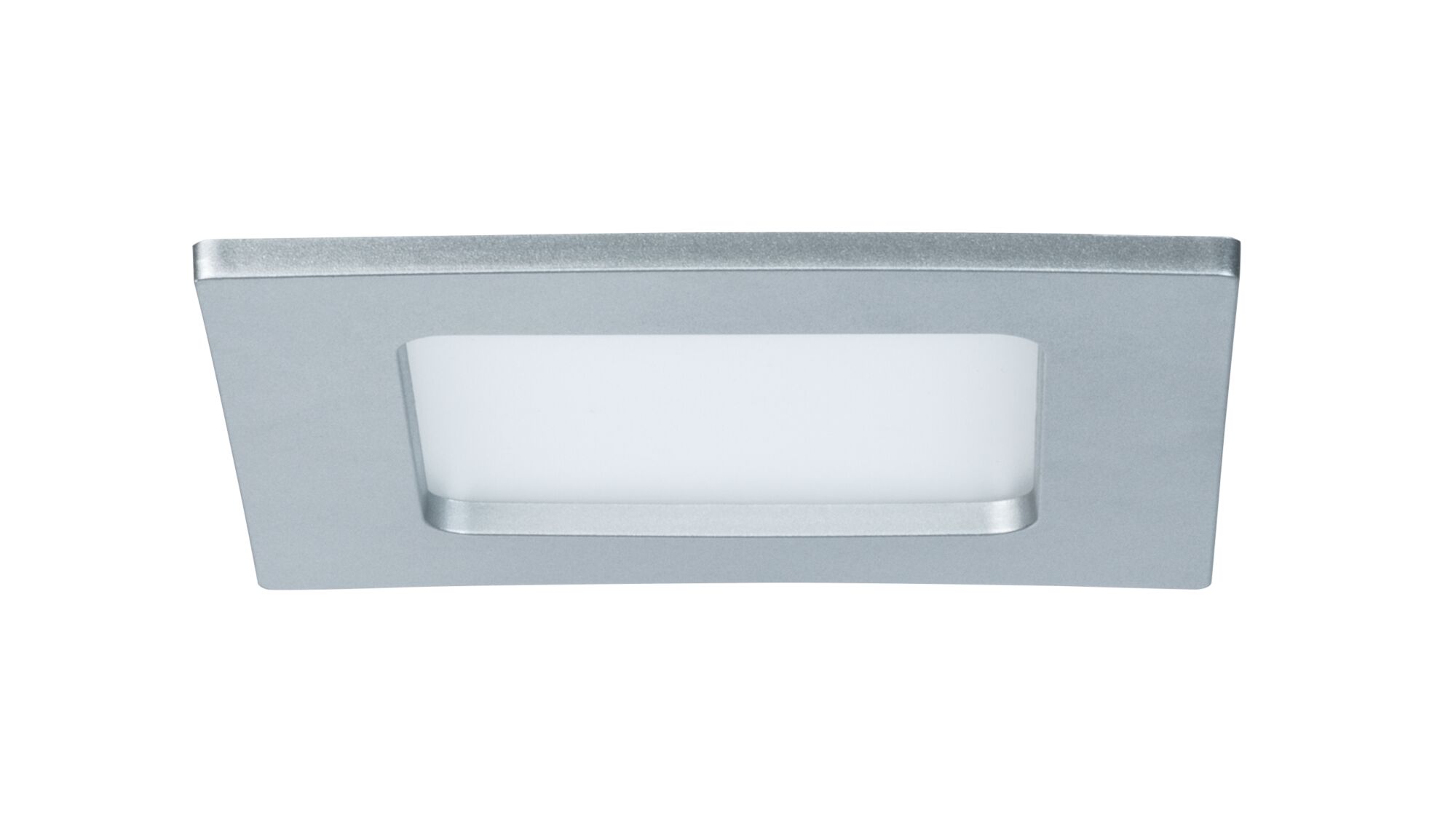Rechthoekige inbouwspot van zilverkleurig aluminium met witte diffuser voor moderne LED-verlichting