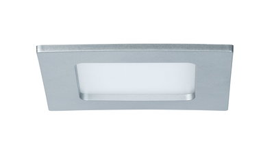 Rectangular recessed spotlight in silver aluminum with white diffuser for modern LED lighting