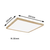 Quadratische Deckenleuchte aus Holz mit 293 mm Kantenlänge und 30 mm Höhe für modernes Lichtdesign