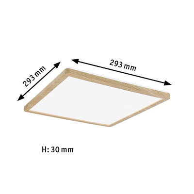 Vierkante houten plafondlamp met 293 mm zijkant en 30 mm hoogte voor moderne verlichting