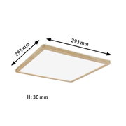 Plafonnier carré en bois de 293 mm de côté et 30 mm de hauteur pour un éclairage moderne