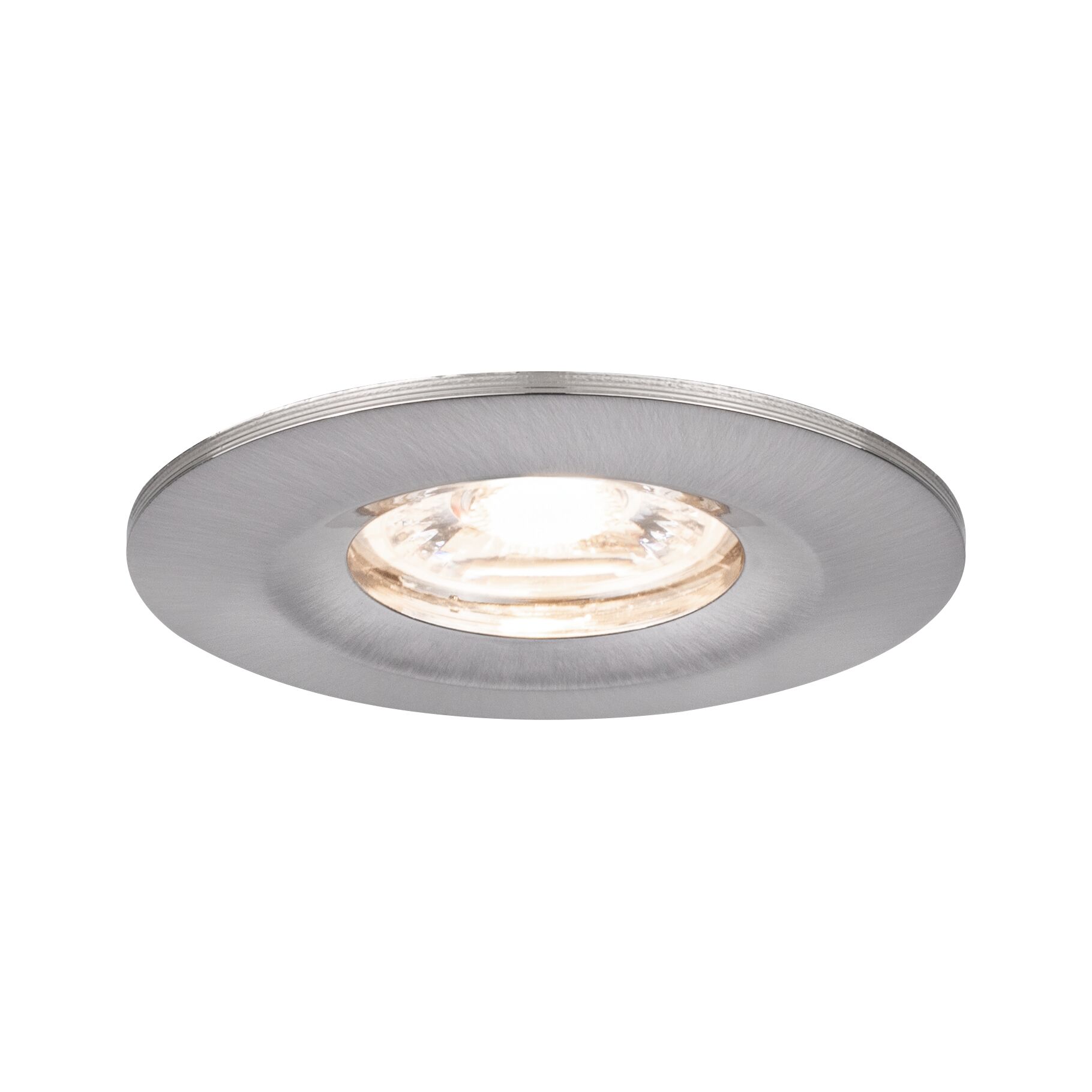 Ronde inbouw-LED-lamp met geborsteld aluminium frame in zilver voor moderne binnenverlichting