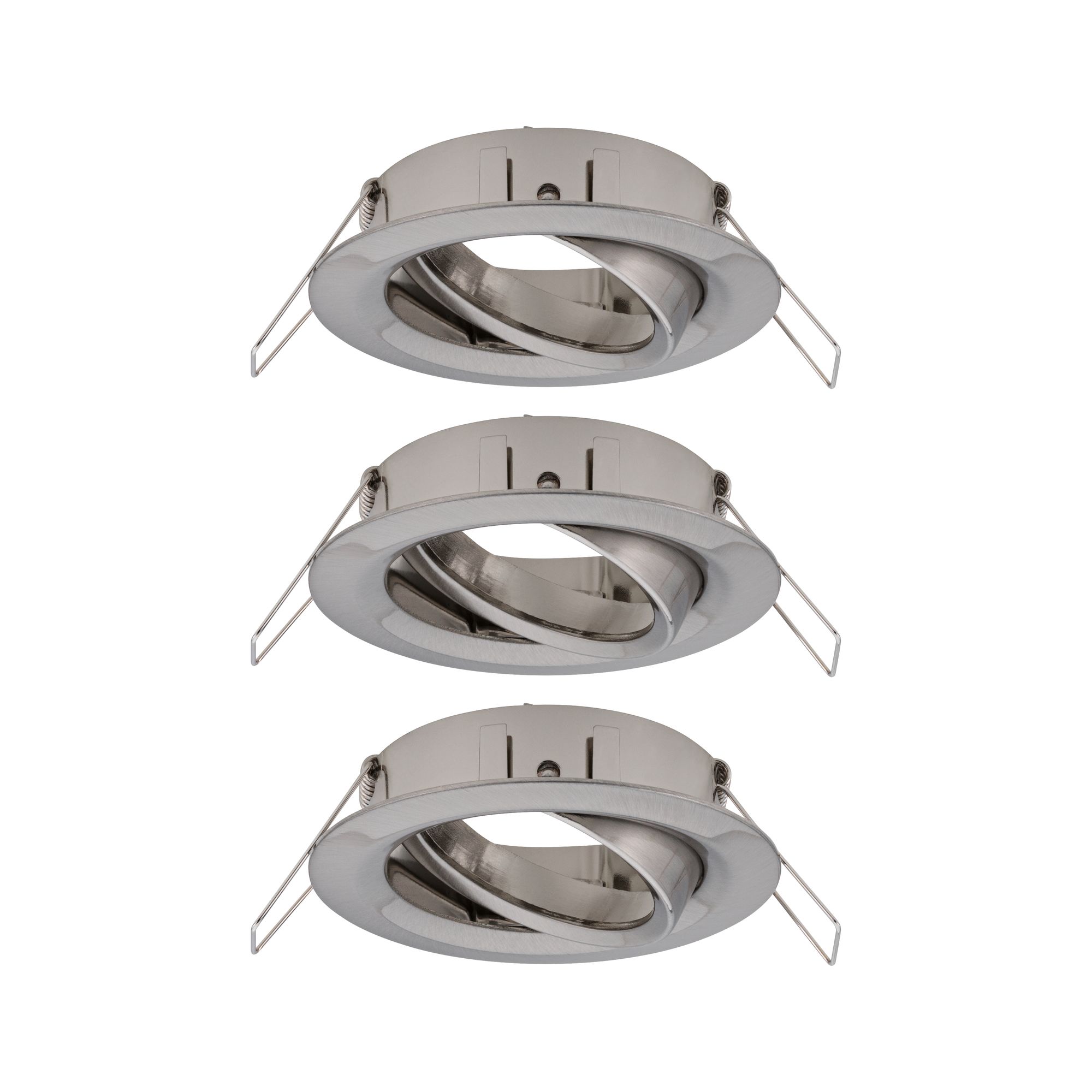 Round recessed spotlight in brushed stainless steel silver with adjustable inner ring for LED lighting