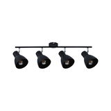 Plafonnier noir en métal à quatre lampes avec spots réglables pour un éclairage moderne