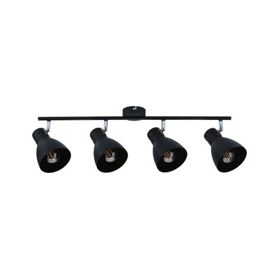 Plafonnier noir en métal à quatre lampes avec spots réglables pour un éclairage moderne