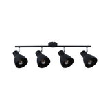Plafonnier noir en métal à quatre lampes avec spots réglables pour un éclairage moderne