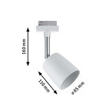 Hvid metal LED-spot 160 mm høj, 65 mm i diameter til skinnesystemer