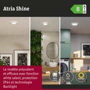 Plafonnier LED Atria Shine avec fonction white select et protection IP44 pour salle de bain et cuisine
