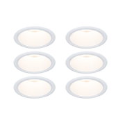 Lot de six spots LED encastrés blancs avec lumière chaude pour éclairage de plafond moderne