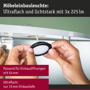 Hand montiert ultraflache Möbel-Einbauleuchte mit schwarzem Rahmen und weißem Lichtpanel