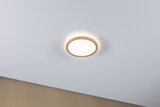 Round ceiling light with wooden frame and warm white LED for modern home lighting