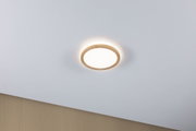 Runde Deckenleuchte mit Holzrahmen und warmweißem LED-Licht für modernes Wohnambiente