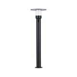 Black outdoor metal lamp with clear glass and flat shade for garden lighting