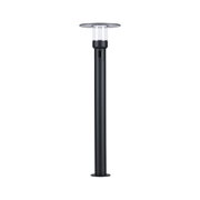 Black outdoor metal lamp with clear glass and flat shade for garden lighting