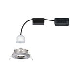 Rundes Einbau-LED-Spotgehäuse aus gebürstetem Aluminium mit weißem LED-Modul und schwarzem Kabel