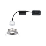 Ronde inbouw LED-spotbehuizing van geborsteld aluminium met wit LED-module en zwarte kabel