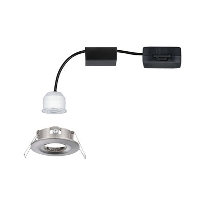 Boîtier de spot LED encastré rond en aluminium brossé avec module LED blanc et câble noir