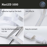 MaxLED 1000 LED strip with protective cover, 144 LEDs per meter, adhesive tape, cuttable every 4.2 cm, easy to connect