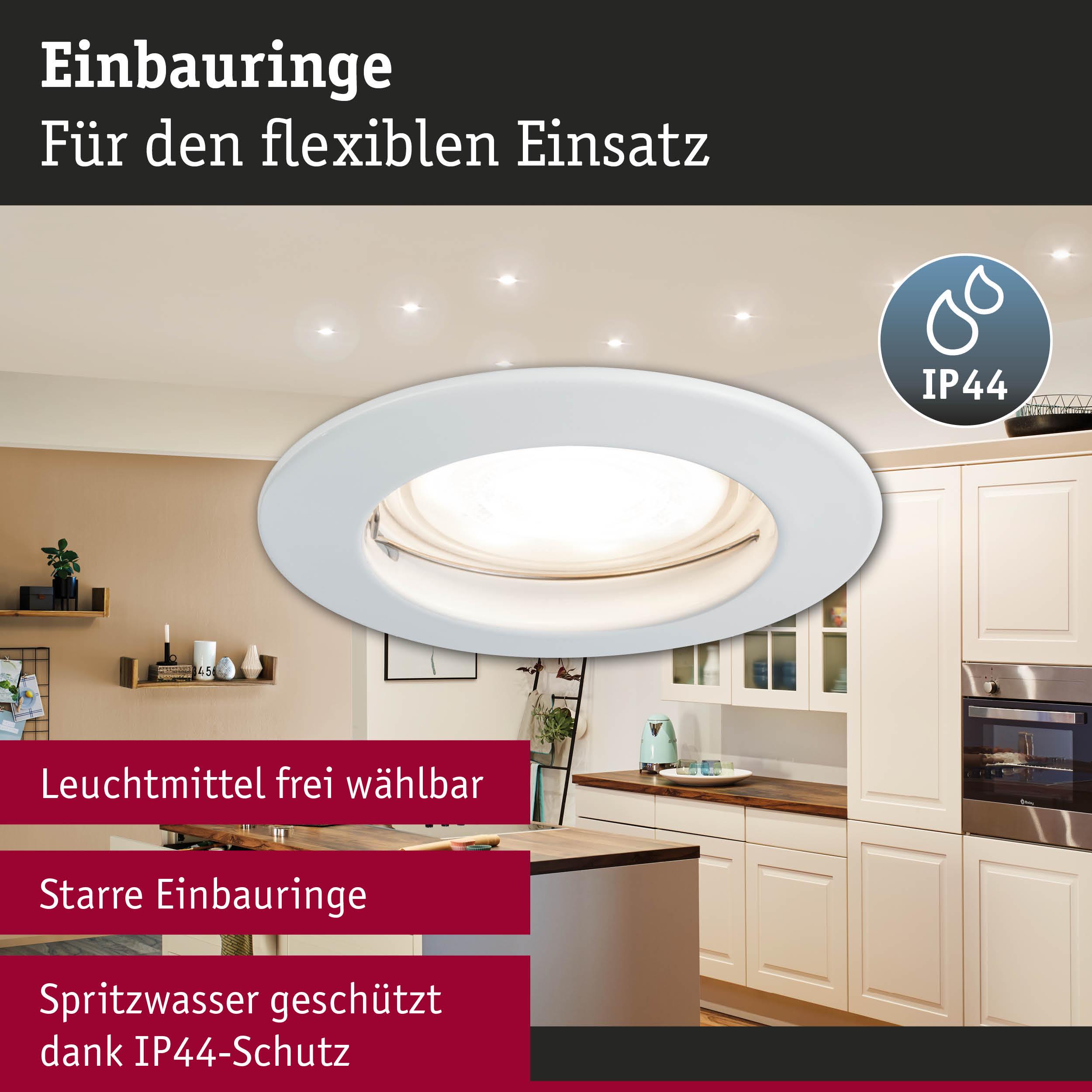 Premium LED Einbauleuchte IP44 rund 79mm GU10 max. 50W 230V dimmbar Weiß