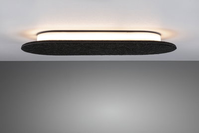 Modern ceiling light with black felt shade and warm white LED for living spaces