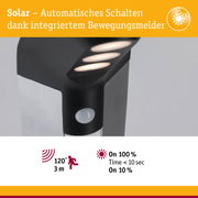 Solarbetriebene Außenleuchte aus Aluminium in Schwarz und Grau mit Bewegungsmelder und LED-Licht