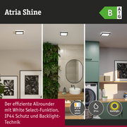 Atria Shine LED-Deckenleuchte mit White Select Funktion, IP44 Schutz und Backlight-Technik in Schwarz